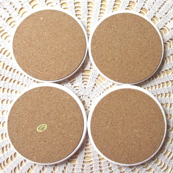 4 Cypress Stone Coasters GROWN ON THE FARM Holder - Picture 6 of 6